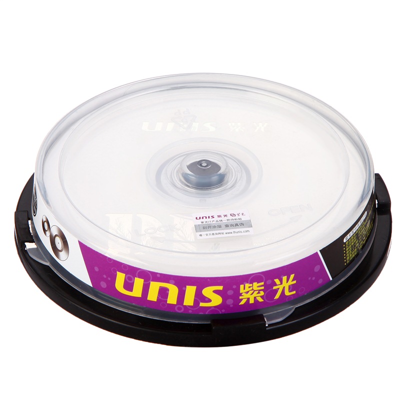 紫光（UNIS）DVD+R DL光盘/刻录盘 8速8.5G 单面双层 桶装10片 空白光盘 sku：twkj-230418095532